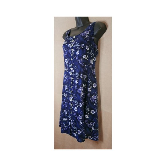 Lisa Jo Vintage 80's Sleeveless Button Front Fit and Flare Floral Dress - Picture 2 of 5